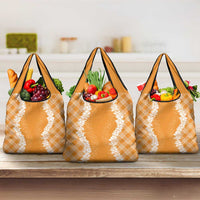 Hawaii Aloha Plumeria Lei Orange Palaka Grocery Bag - Polynesian Pride