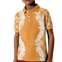 Hawaii Aloha Plumeria Lei Orange Palaka Kid Polo Shirt - Polynesian Pride