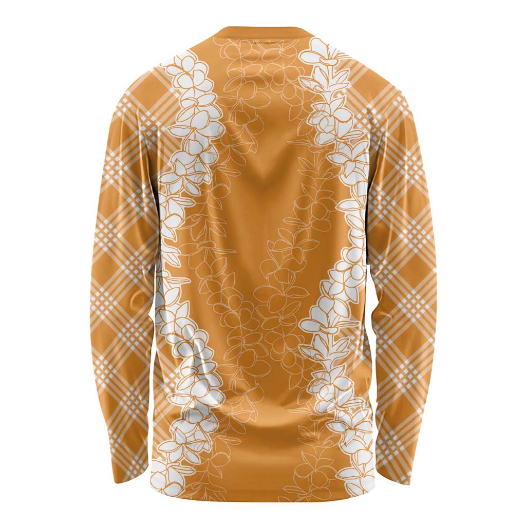 Hawaii Aloha Plumeria Lei Orange Palaka Long Sleeve Shirt - Polynesian Pride