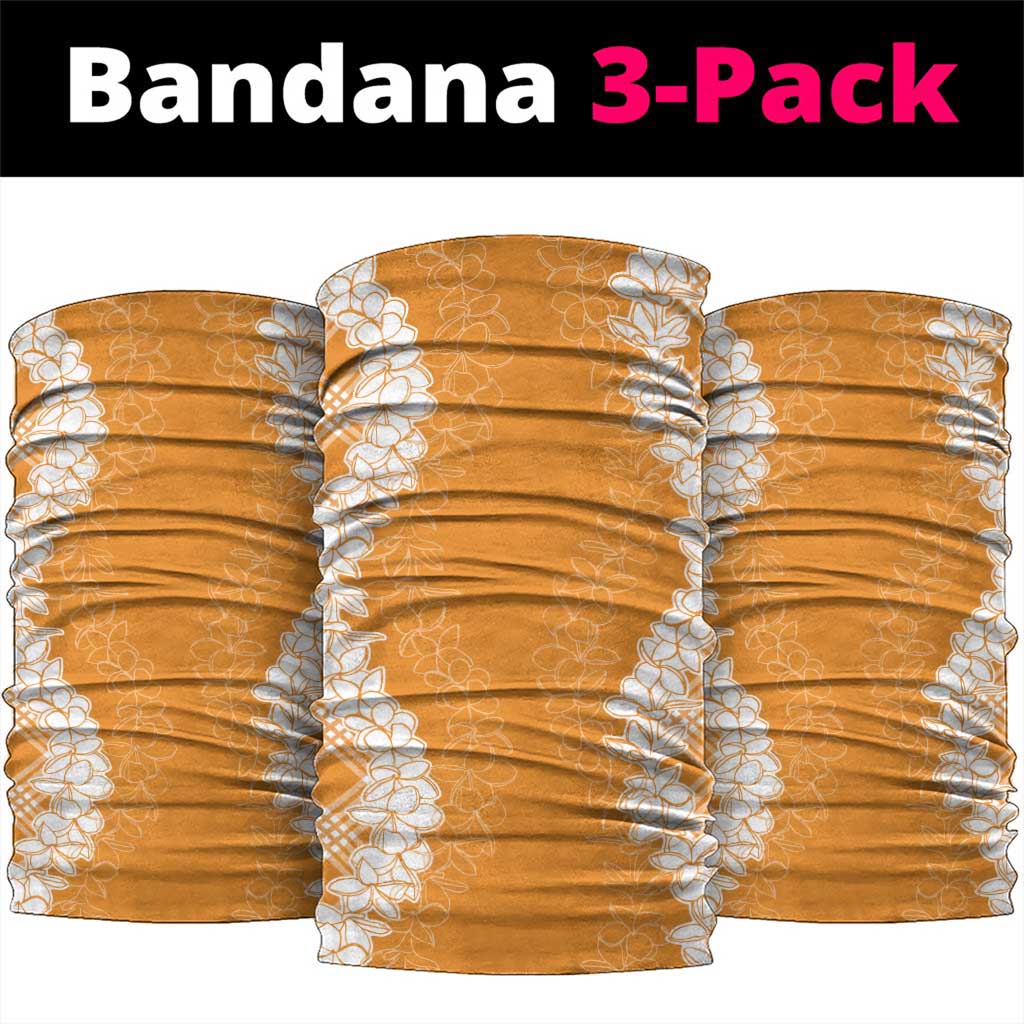 Hawaii Aloha Plumeria Lei Orange Palaka Neck Gaiter LT7 package One Size: 25*50cm Orange - Polynesian Pride