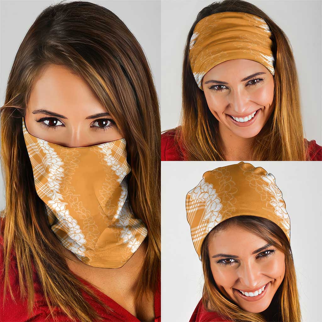 Hawaii Aloha Plumeria Lei Orange Palaka Neck Gaiter LT7 - Polynesian Pride