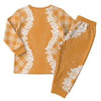 Hawaii Aloha Plumeria Lei Orange Palaka Christmas Pajama Set - Polynesian Pride