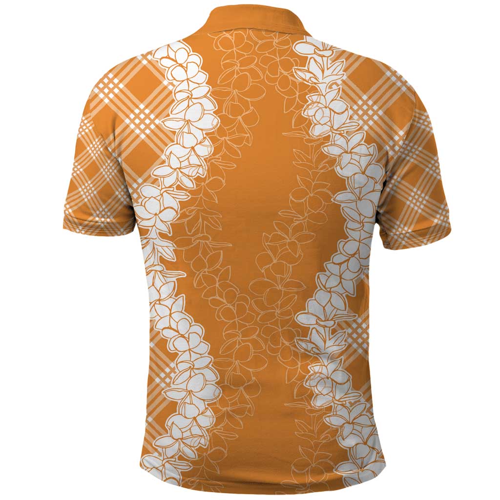Hawaii Aloha Plumeria Lei Orange Palaka Polo Shirt - Polynesian Pride