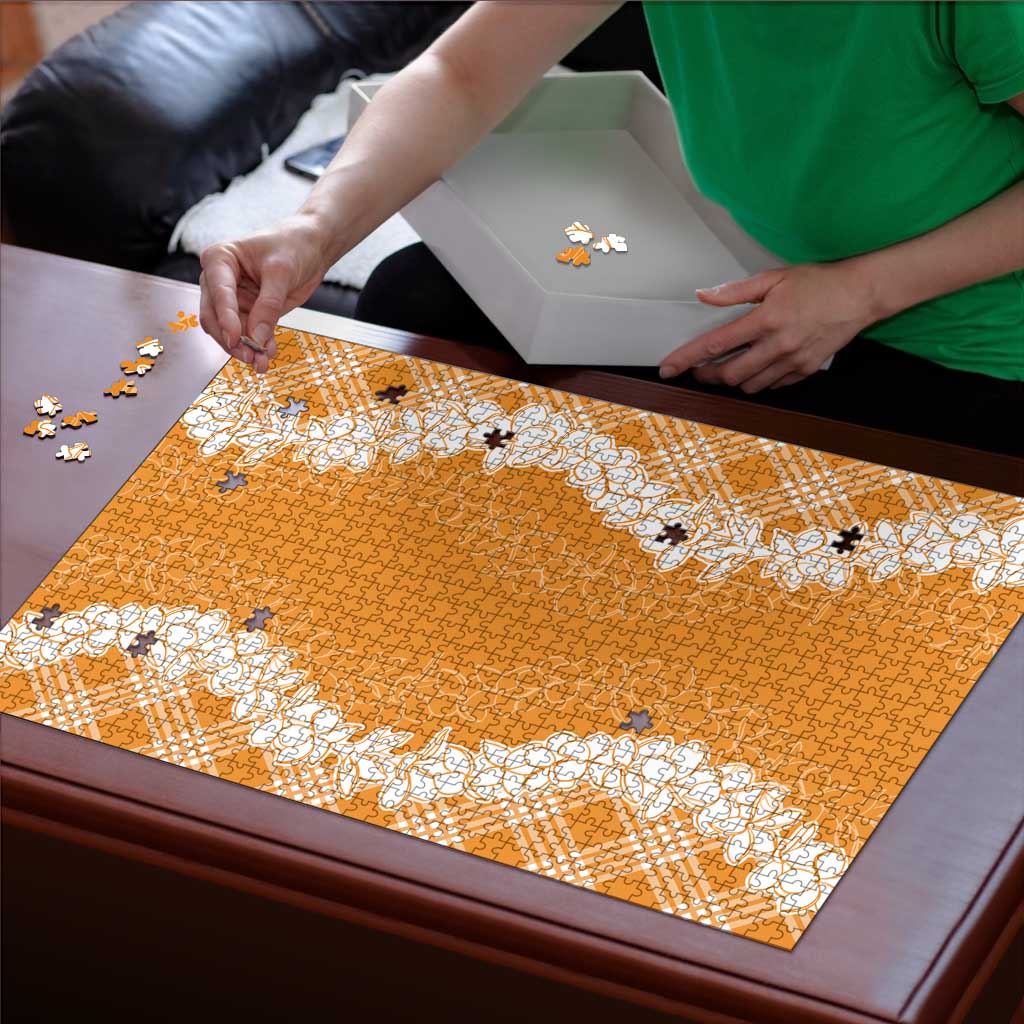 Hawaii Aloha Plumeria Lei Orange Palaka Puzzle - Polynesian Pride