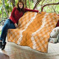 Hawaii Aloha Plumeria Lei Orange Palaka Quilt - Polynesian Pride