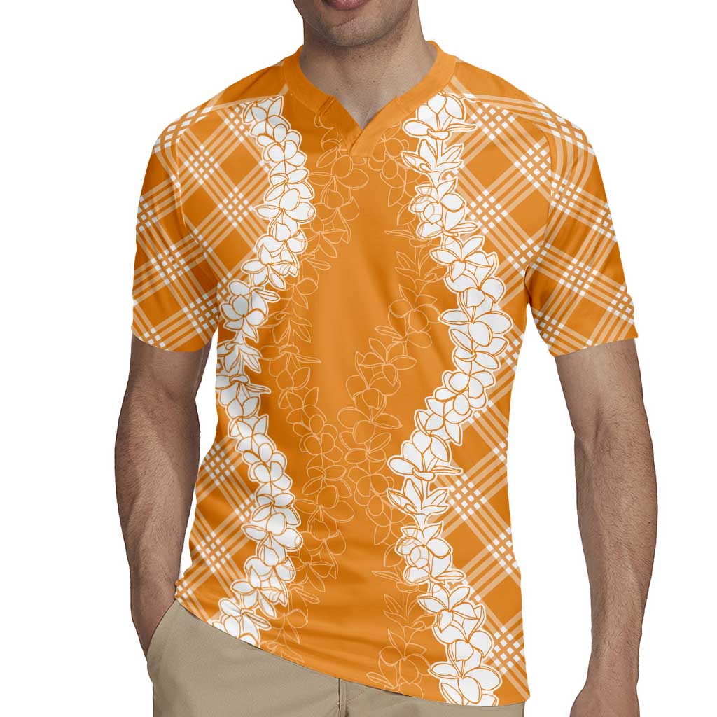 Hawaii Aloha Plumeria Lei Orange Palaka Rugby Jersey - Polynesian Pride