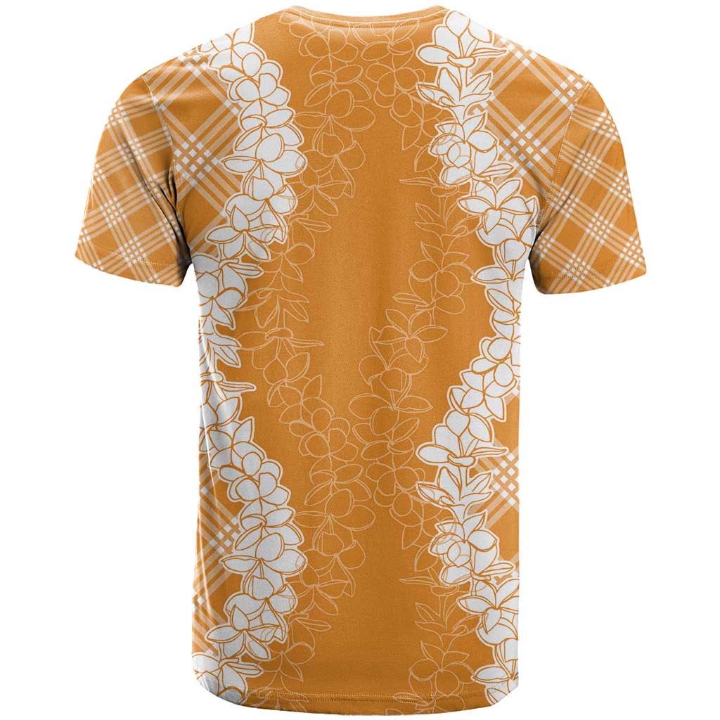 Hawaii Aloha Plumeria Lei Orange Palaka T Shirt - Polynesian Pride