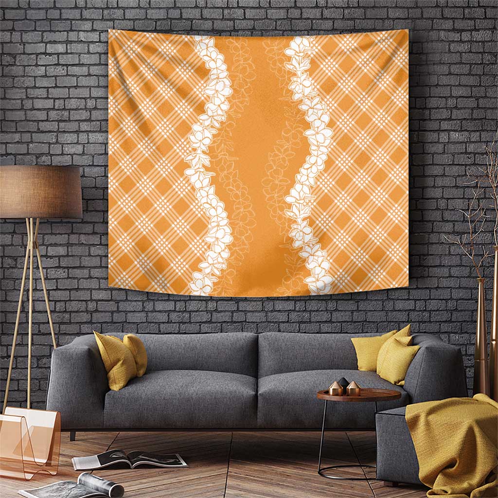 Hawaii Aloha Plumeria Lei Orange Palaka Tapestry LT7 Orange - Polynesian Pride