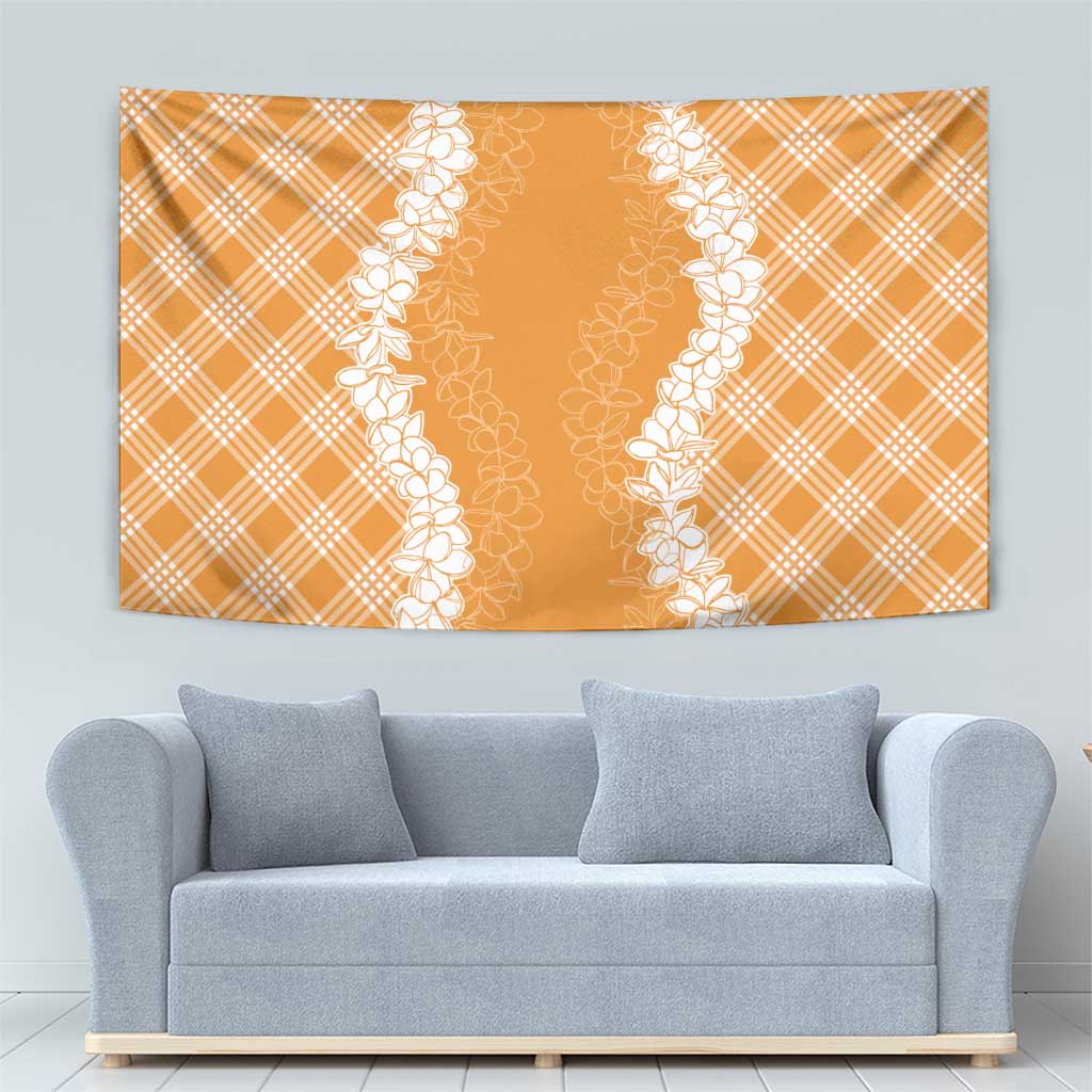 Hawaii Aloha Plumeria Lei Orange Palaka Tapestry LT7 - Polynesian Pride