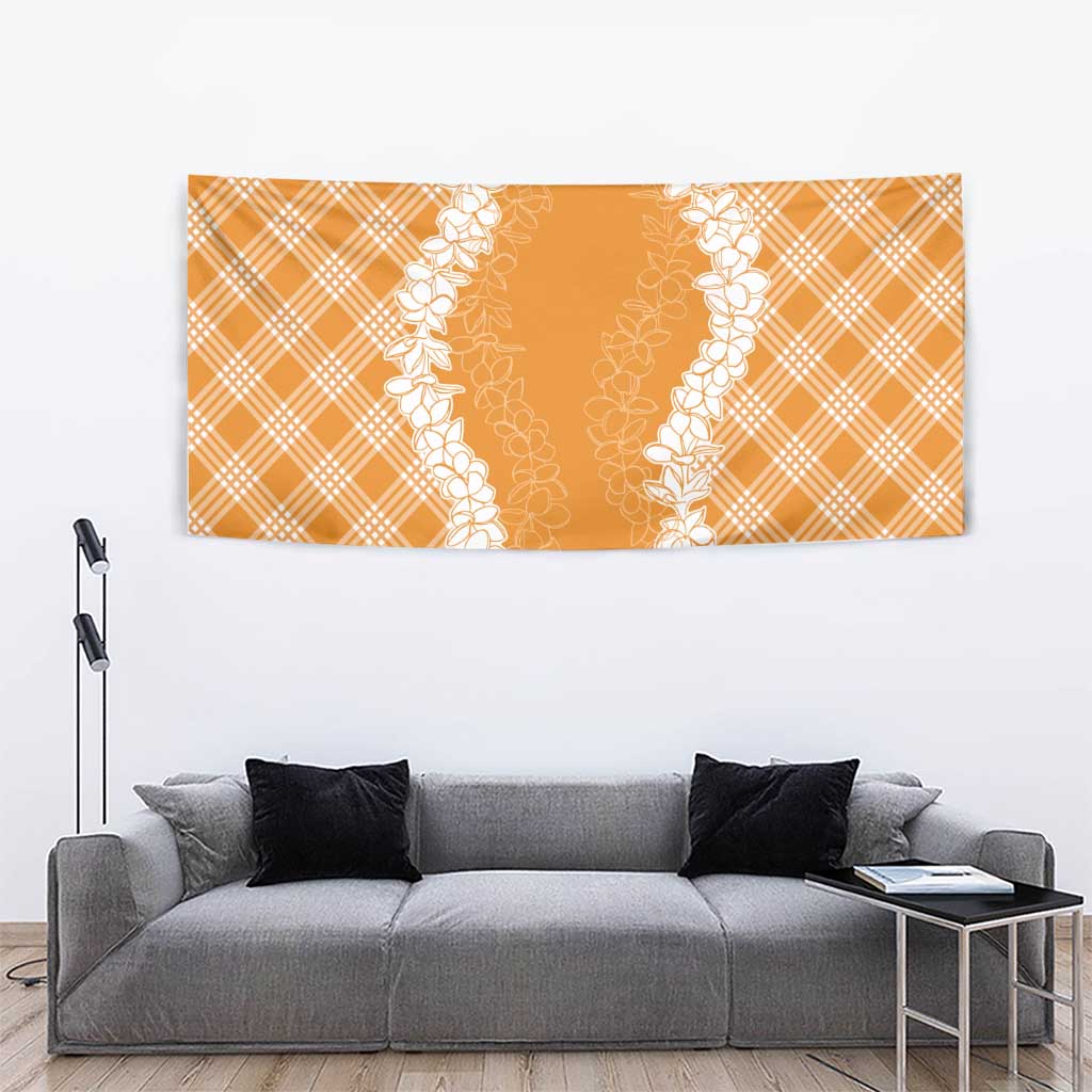 Hawaii Aloha Plumeria Lei Orange Palaka Tapestry LT7 - Polynesian Pride