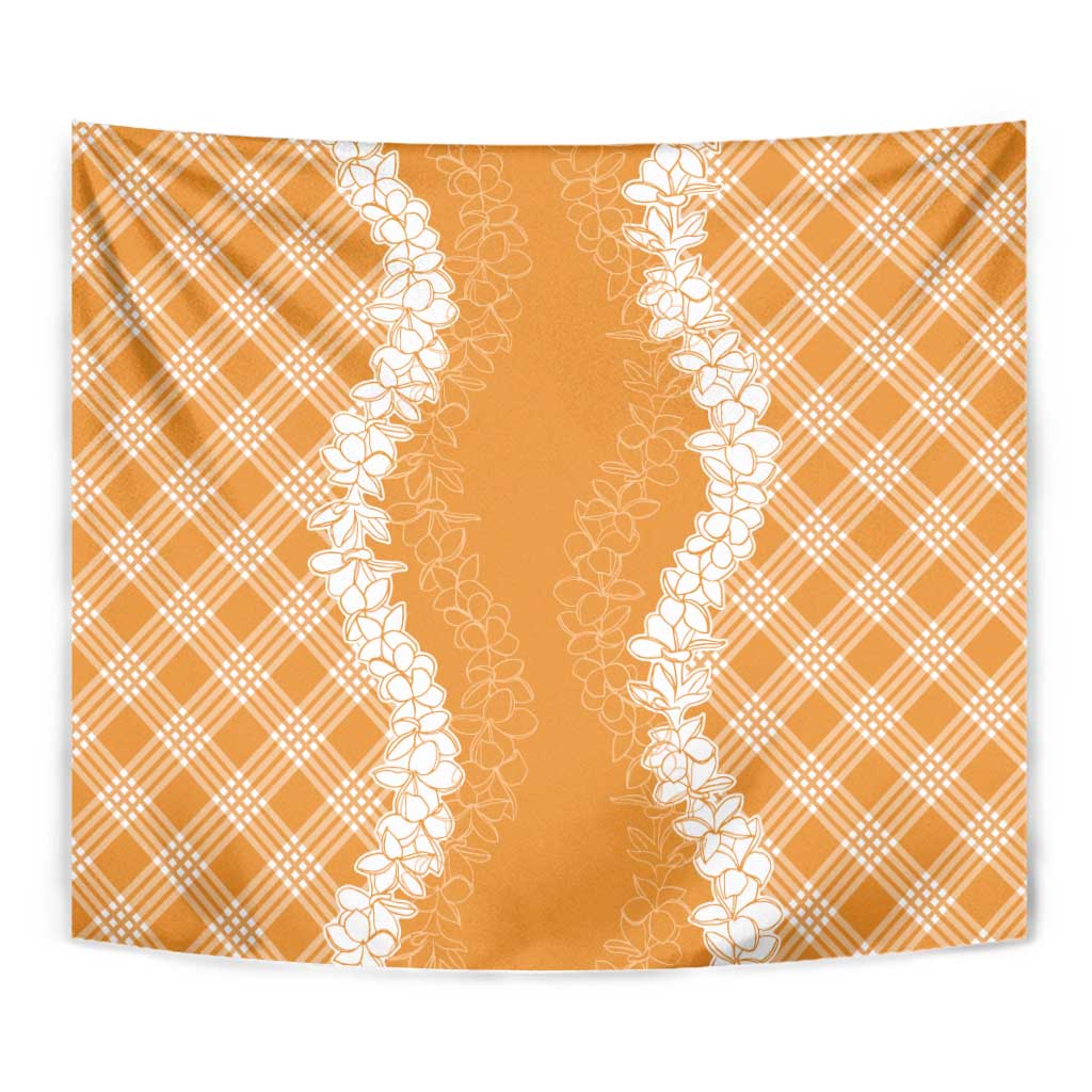 Hawaii Aloha Plumeria Lei Orange Palaka Tapestry LT7 - Polynesian Pride