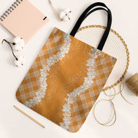 Hawaii Aloha Plumeria Lei Orange Palaka Tote Bag - Polynesian Pride