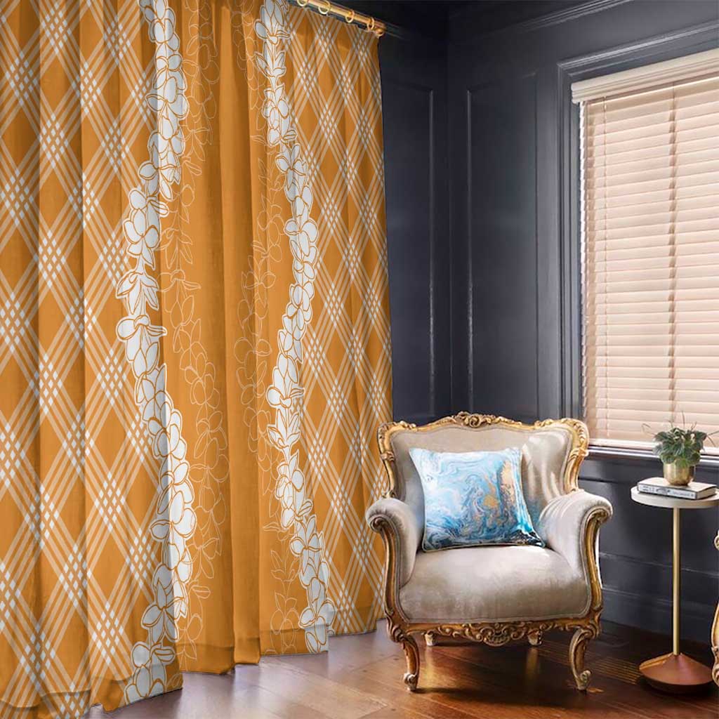 Hawaii Aloha Plumeria Lei Orange Palaka Window Curtain LT7 - Polynesian Pride