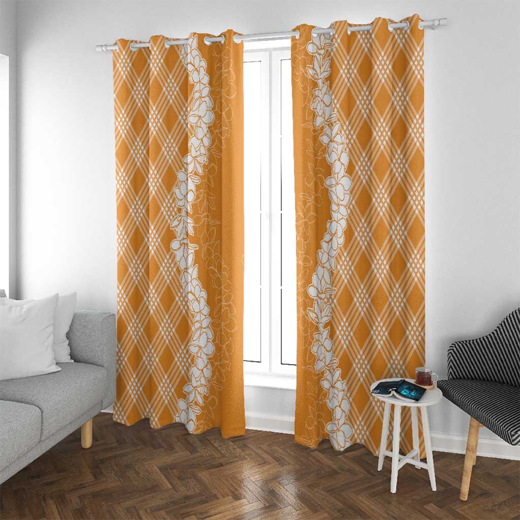 Hawaii Aloha Plumeria Lei Orange Palaka Window Curtain LT7 With Grommets Orange - Polynesian Pride