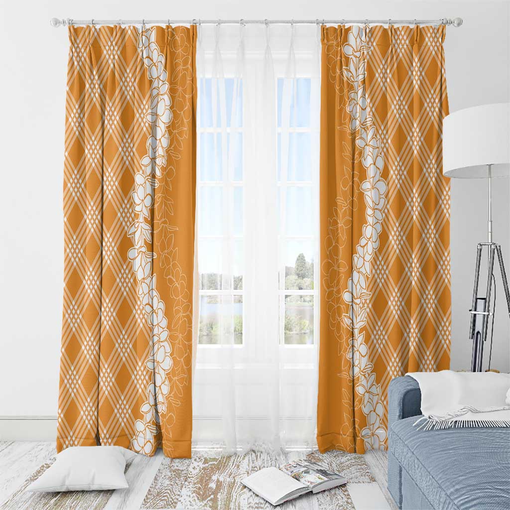 Hawaii Aloha Plumeria Lei Orange Palaka Window Curtain LT7 - Polynesian Pride
