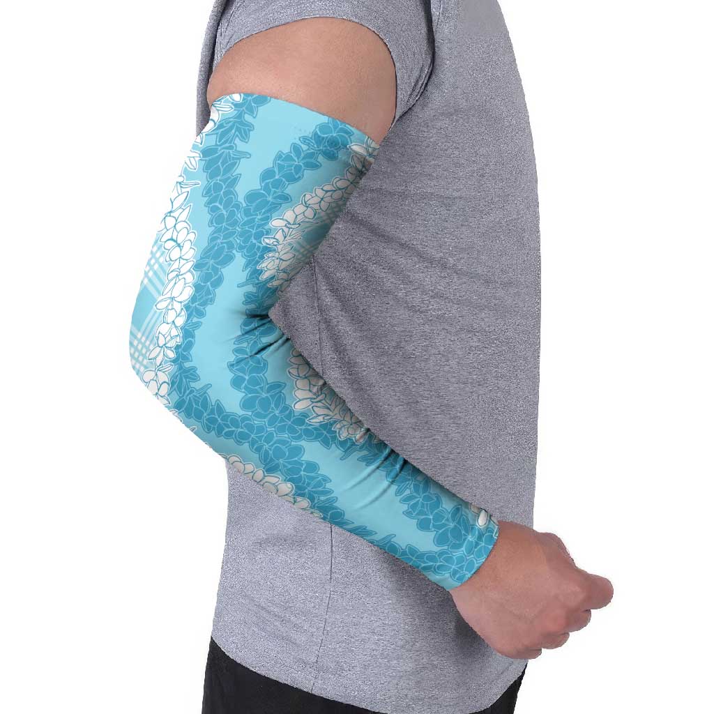 Hawaii Aloha Plumeria Lei Turquoise Palaka Arm Sleeves LT7 - Polynesian Pride