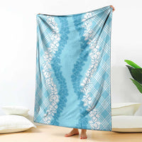 Hawaii Aloha Plumeria Lei Turquoise Palaka Blanket LT7 - Polynesian Pride