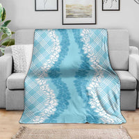 Hawaii Aloha Plumeria Lei Turquoise Palaka Blanket LT7 - Polynesian Pride