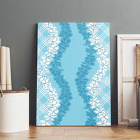Hawaii Aloha Plumeria Lei Turquoise Palaka Canvas Wall Art - Polynesian Pride