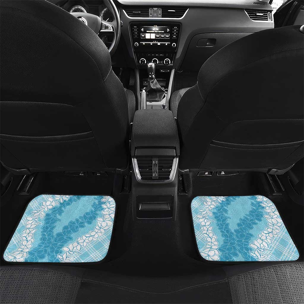 Hawaii Aloha Plumeria Lei Turquoise Palaka Car Mats - Polynesian Pride