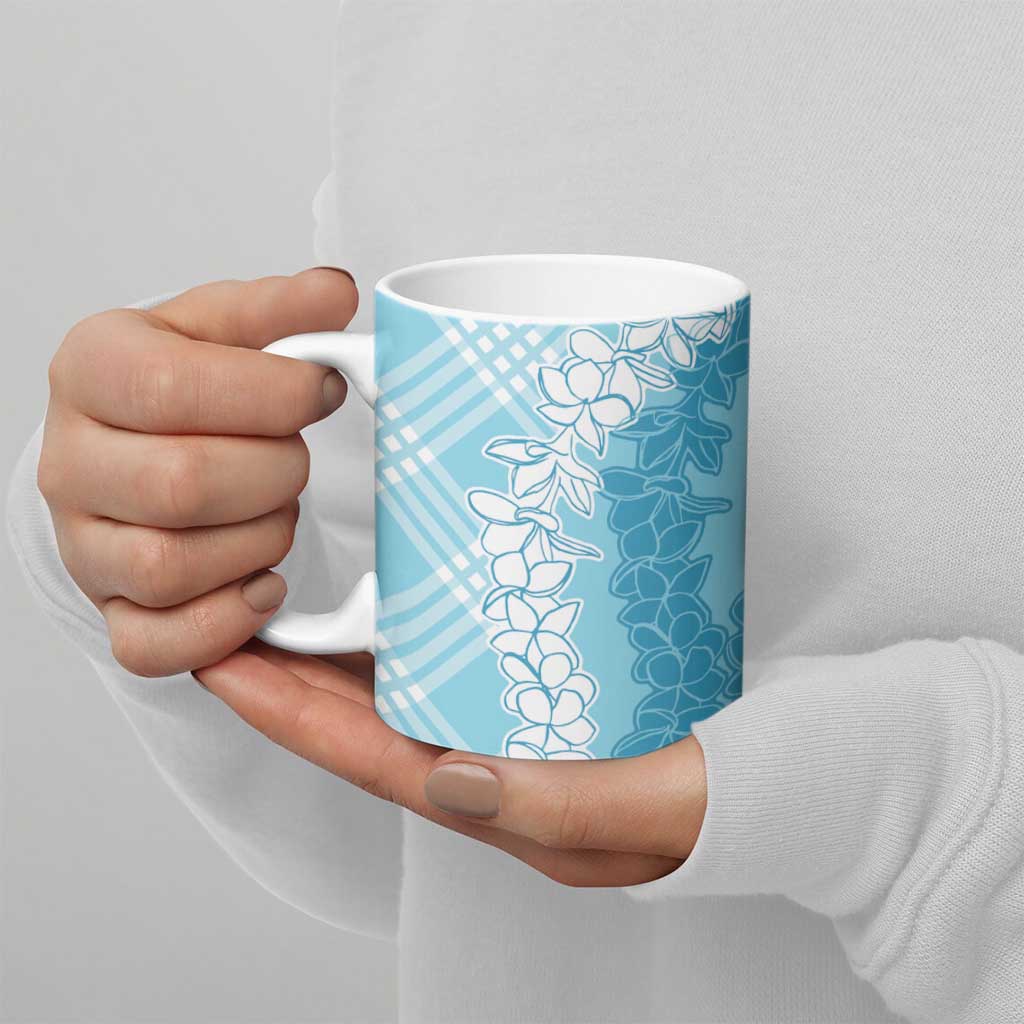 Hawaii Aloha Plumeria Lei Turquoise Palaka Ceramic Mug - Polynesian Pride