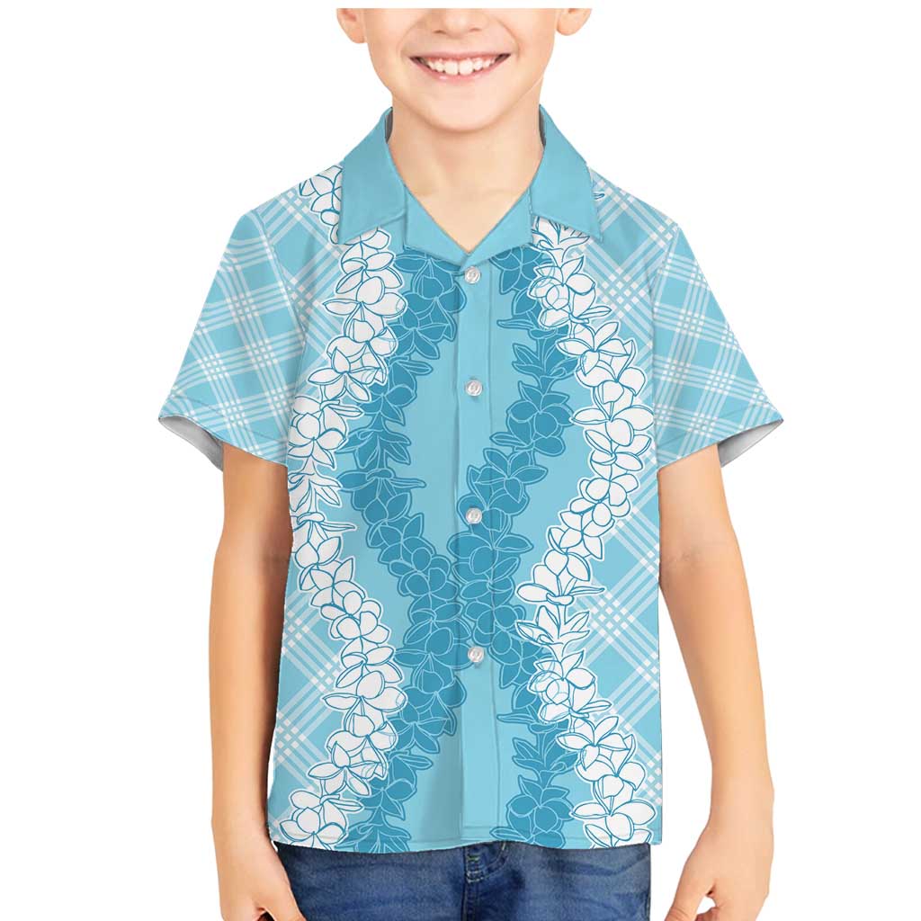 Hawaii Aloha Plumeria Lei Turquoise Palaka Family Matching Mermaid Dress and Hawaiian Shirt - Polynesian Pride
