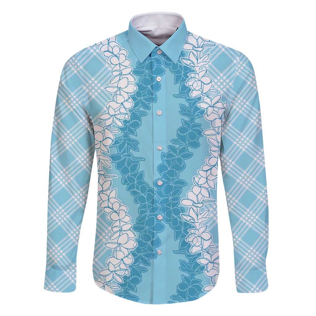 Hawaii Aloha Plumeria Lei Turquoise Palaka Family Matching Short Sleeve Bodycon Dress and Hawaiian Shirt - Polynesian Pride