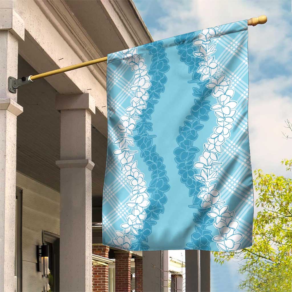 Hawaii Aloha Plumeria Lei Turquoise Palaka Garden Flag LT7 House Flag Turquoise - Polynesian Pride