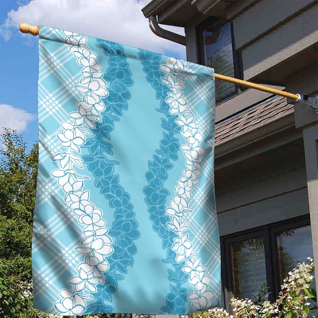Hawaii Aloha Plumeria Lei Turquoise Palaka Garden Flag LT7 - Polynesian Pride