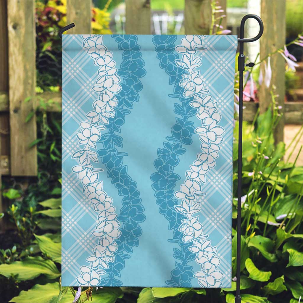 Hawaii Aloha Plumeria Lei Turquoise Palaka Garden Flag LT7 Garden Flag Turquoise - Polynesian Pride
