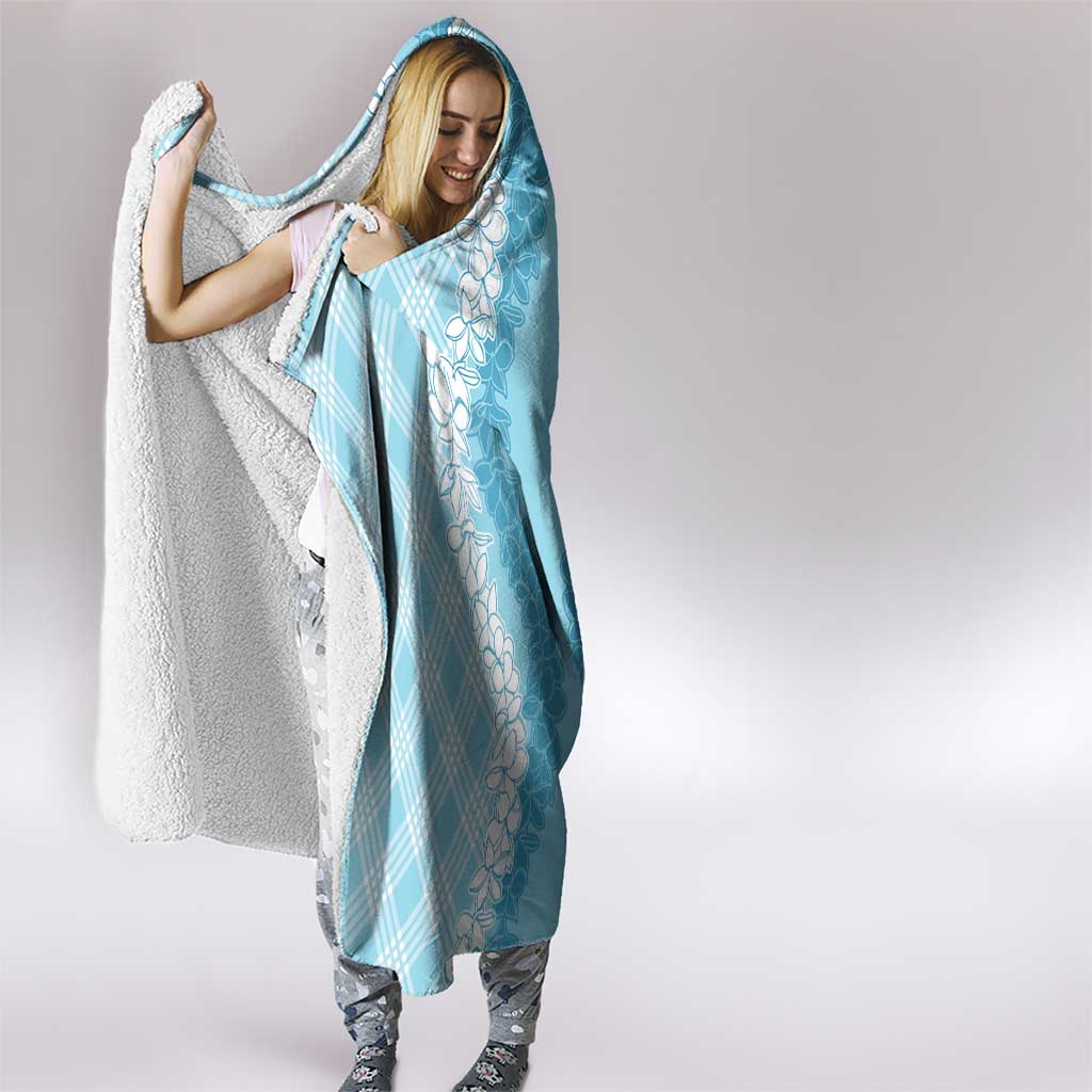 Hawaii Aloha Plumeria Lei Turquoise Palaka Hooded Blanket LT7 - Polynesian Pride