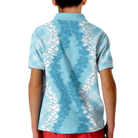Hawaii Aloha Plumeria Lei Turquoise Palaka Kid Polo Shirt - Polynesian Pride