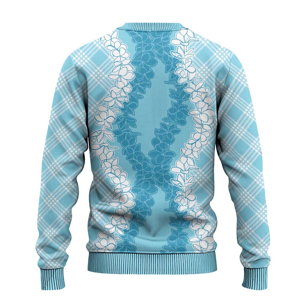 Hawaii Aloha Plumeria Lei Turquoise Palaka Ugly Christmas Sweater - Polynesian Pride