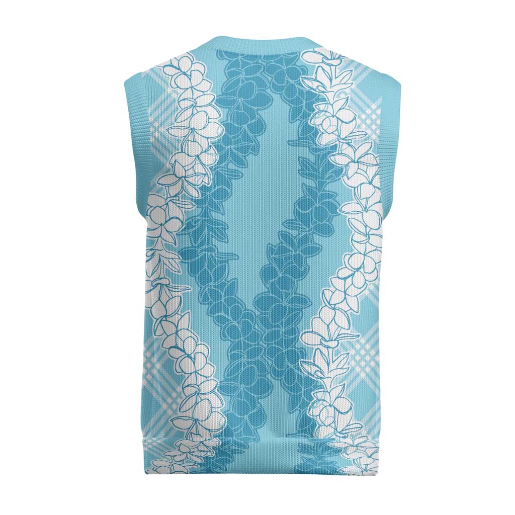 Hawaii Aloha Plumeria Lei Turquoise Palaka Christmas Knitted V-Neck Vest - Polynesian Pride