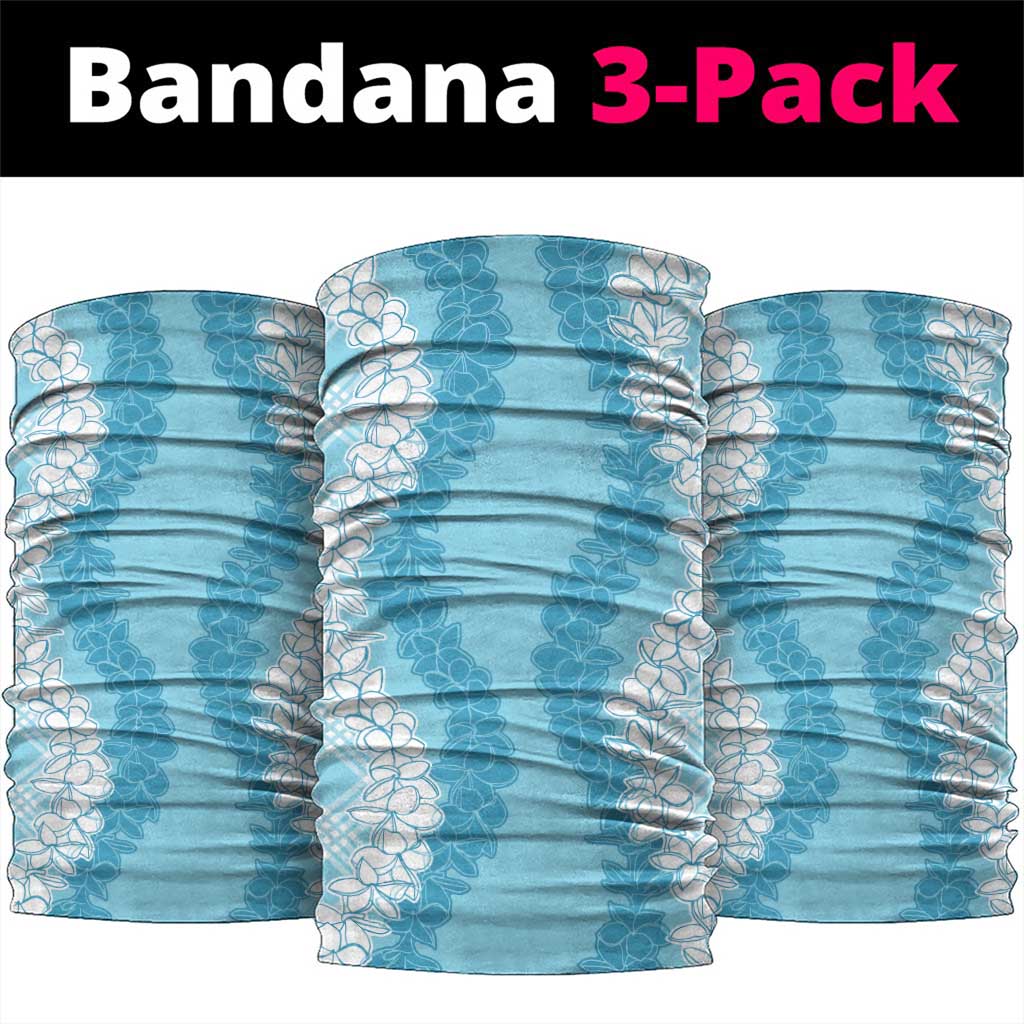 Hawaii Aloha Plumeria Lei Turquoise Palaka Neck Gaiter LT7 package One Size: 25*50cm Turquoise - Polynesian Pride