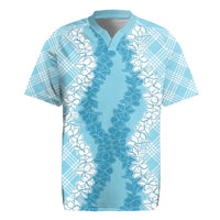 Hawaii Aloha Plumeria Lei Turquoise Palaka Rugby Jersey - Polynesian Pride