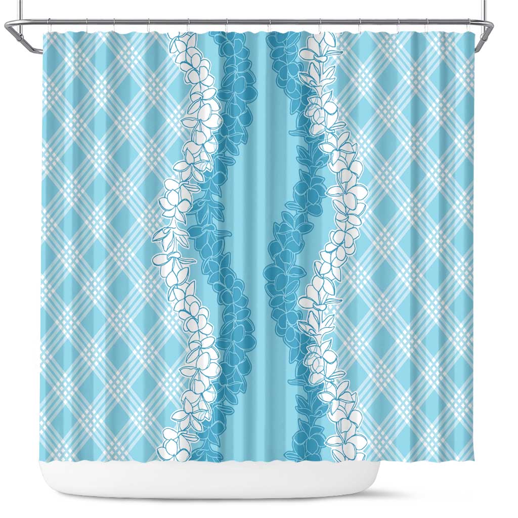 Hawaii Aloha Plumeria Lei Turquoise Palaka Shower Curtain LT7 Turquoise - Polynesian Pride