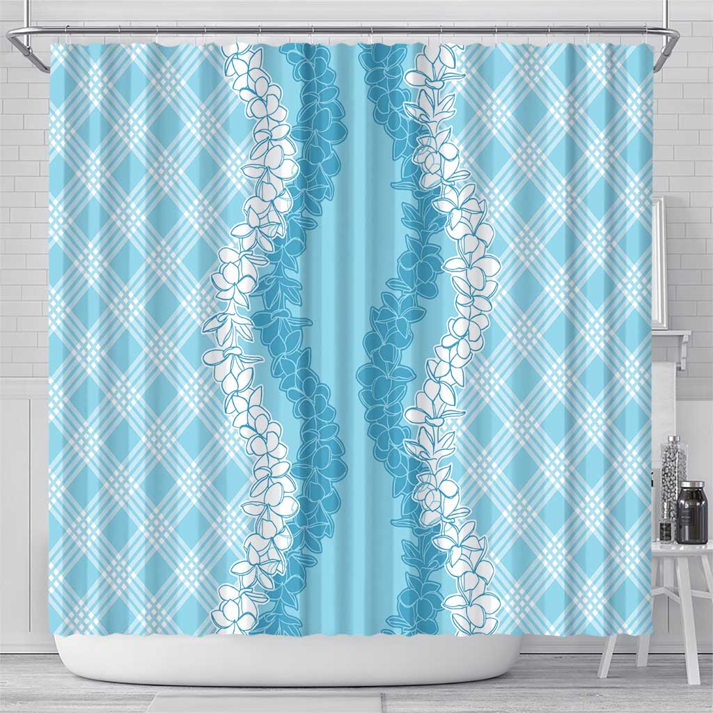 Hawaii Aloha Plumeria Lei Turquoise Palaka Shower Curtain LT7 - Polynesian Pride