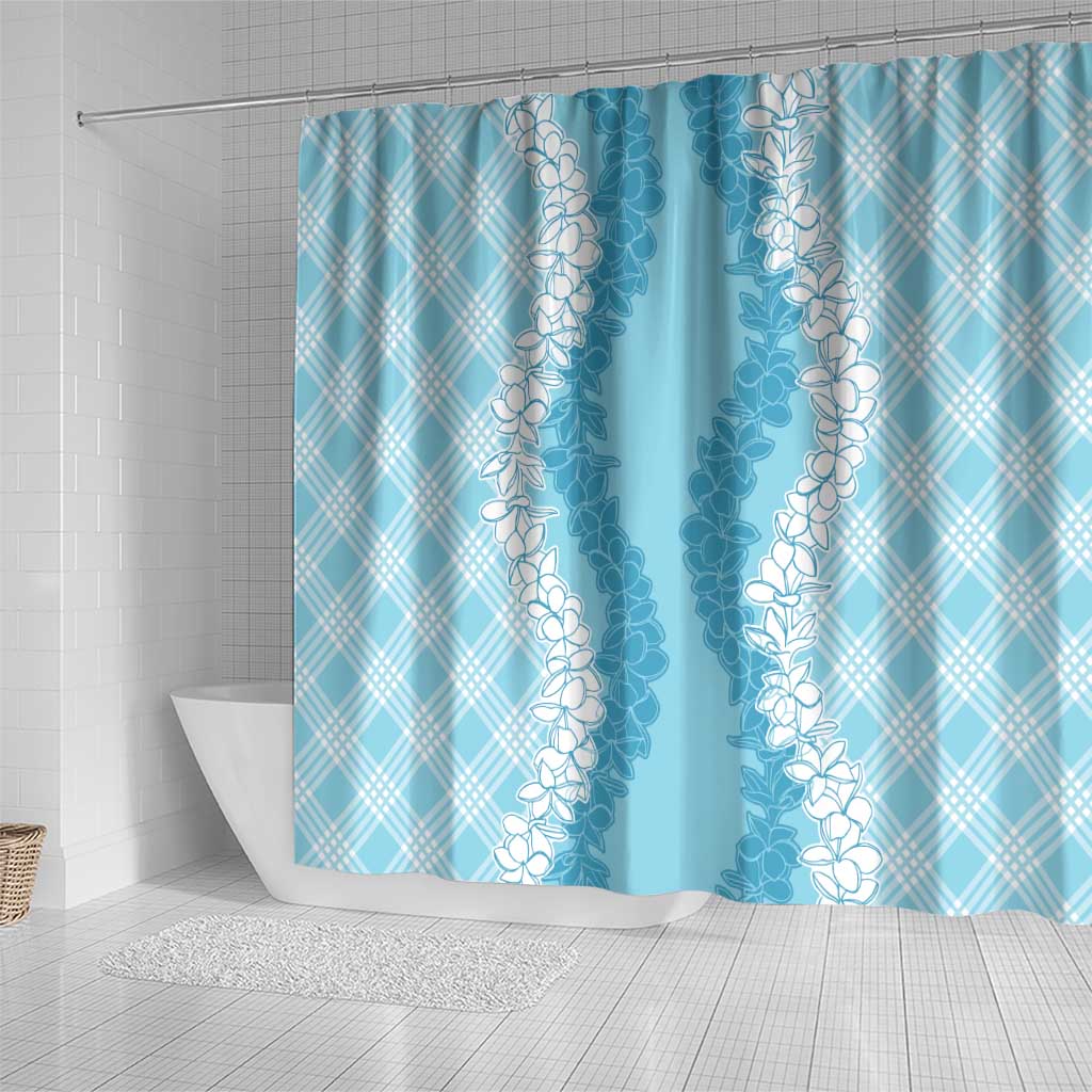Hawaii Aloha Plumeria Lei Turquoise Palaka Shower Curtain LT7 - Polynesian Pride