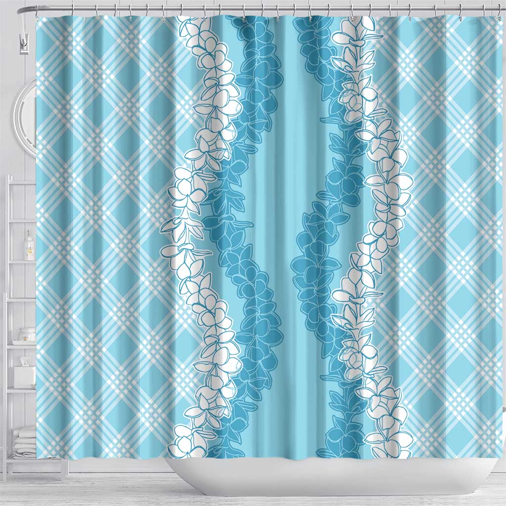 Hawaii Aloha Plumeria Lei Turquoise Palaka Shower Curtain LT7 - Polynesian Pride