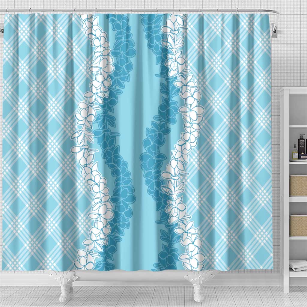Hawaii Aloha Plumeria Lei Turquoise Palaka Shower Curtain LT7 - Polynesian Pride