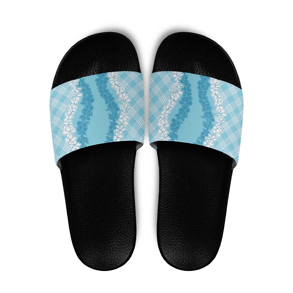 Hawaii Aloha Plumeria Lei Turquoise Palaka Slide Sandals LT7 Turquoise - Polynesian Pride