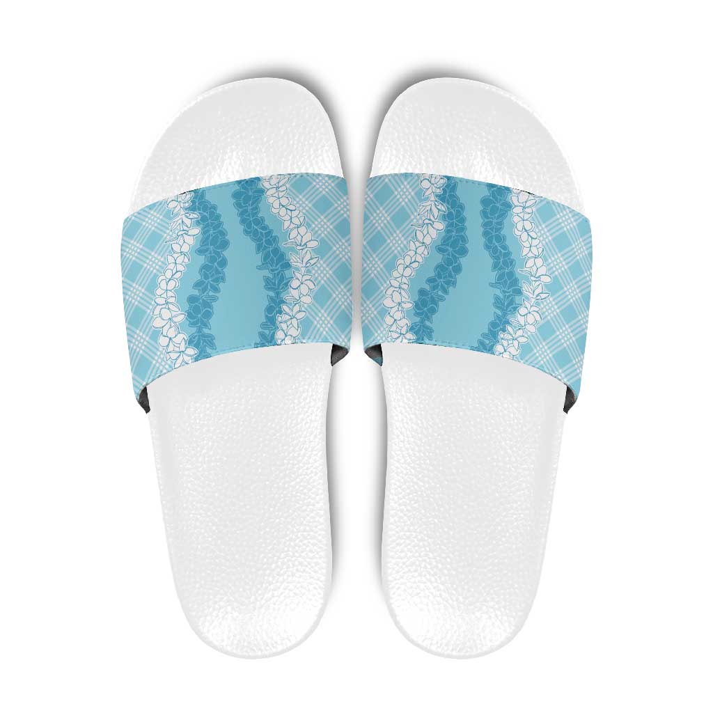 Hawaii Aloha Plumeria Lei Turquoise Palaka Slide Sandals LT7 Turquoise - Polynesian Pride