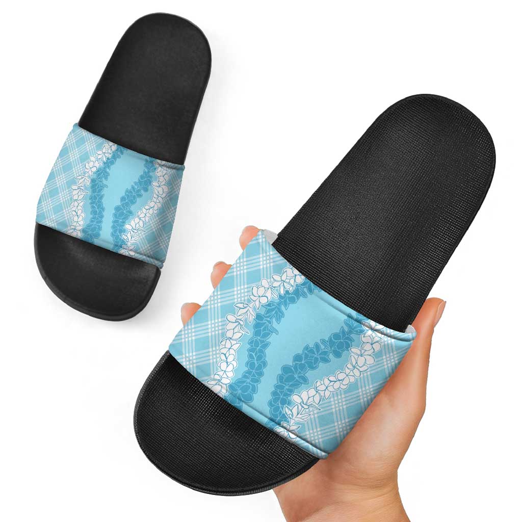 Hawaii Aloha Plumeria Lei Turquoise Palaka Slide Sandals LT7 - Polynesian Pride