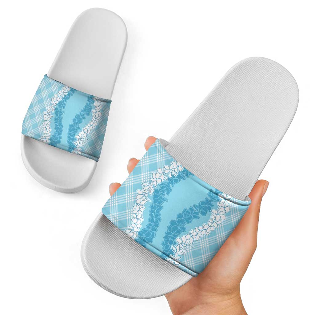 Hawaii Aloha Plumeria Lei Turquoise Palaka Slide Sandals LT7 - Polynesian Pride