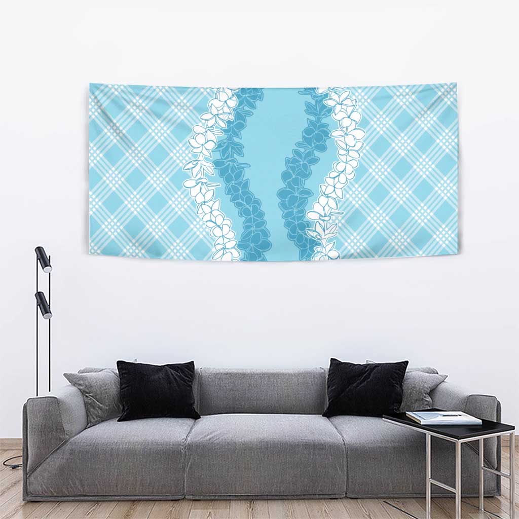 Hawaii Aloha Plumeria Lei Turquoise Palaka Tapestry LT7 - Polynesian Pride