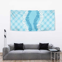 Hawaii Aloha Plumeria Lei Turquoise Palaka Tapestry LT7 - Polynesian Pride