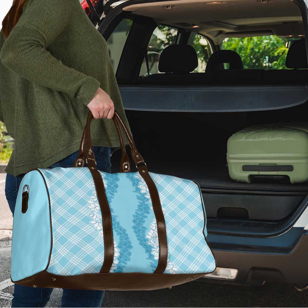 Hawaii Aloha Plumeria Lei Turquoise Palaka Travel Bag - Polynesian Pride