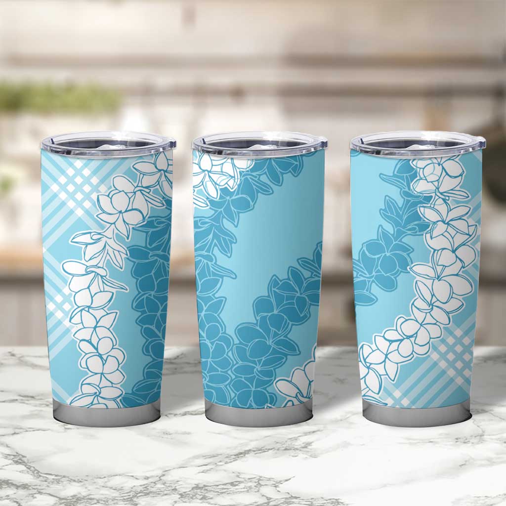 Hawaii Aloha Plumeria Lei Turquoise Palaka Tumbler Cup - Polynesian Pride