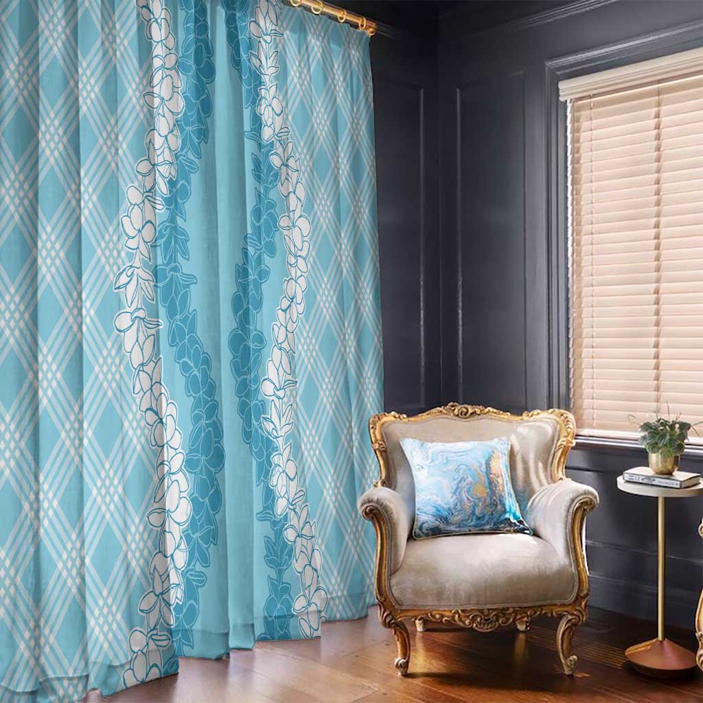 Hawaii Aloha Plumeria Lei Turquoise Palaka Window Curtain LT7 - Polynesian Pride